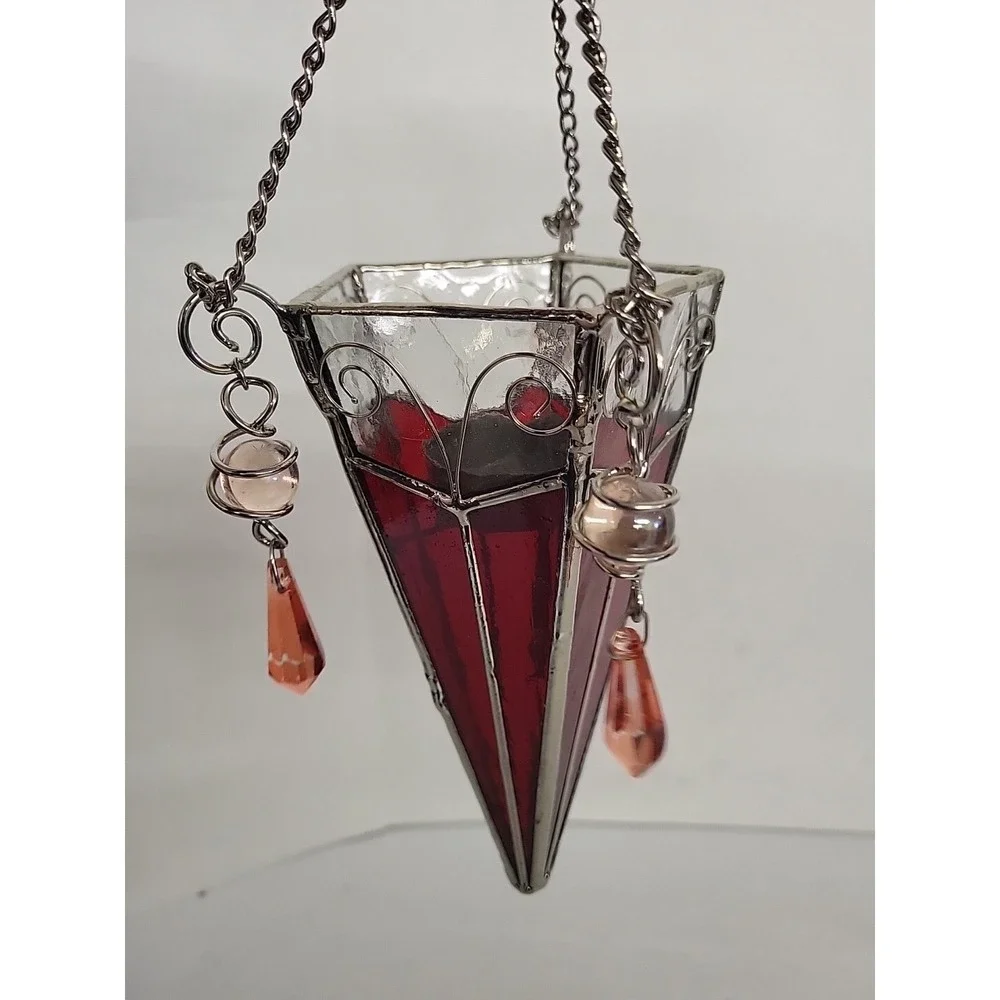 Upsidedown Pyramid Tea Light/‎ Votive Candle Holder w/ Glass Votive Cup